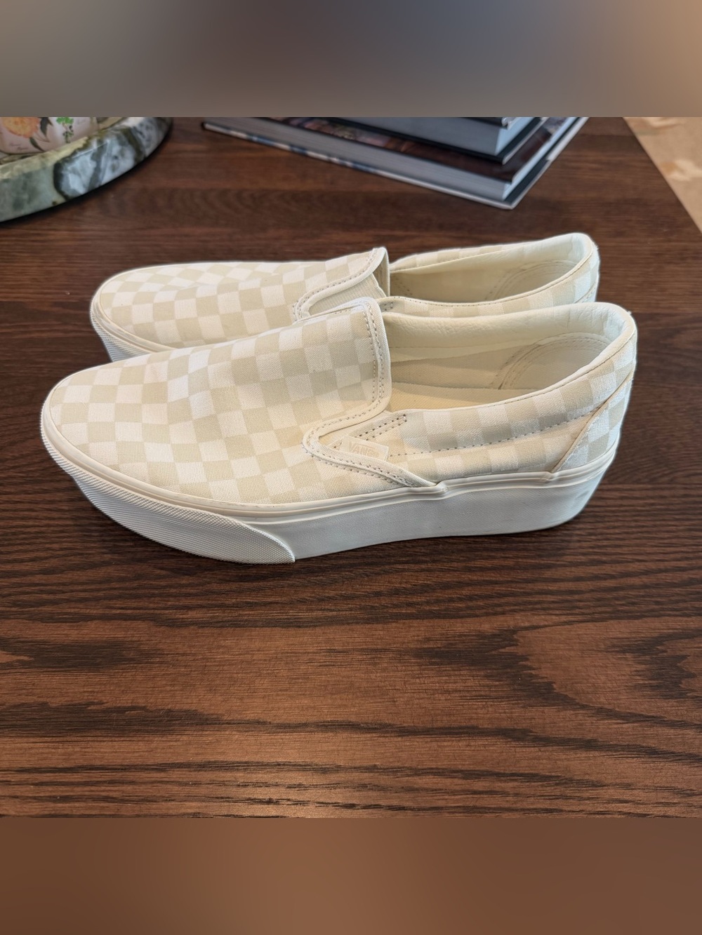 Women's Size 10 Vans White Canvas platform Slip-On Sneakers - Picture 2 of 7
